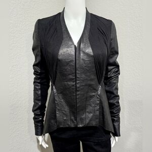 RICK OWENS mixed leather and cloth jacket